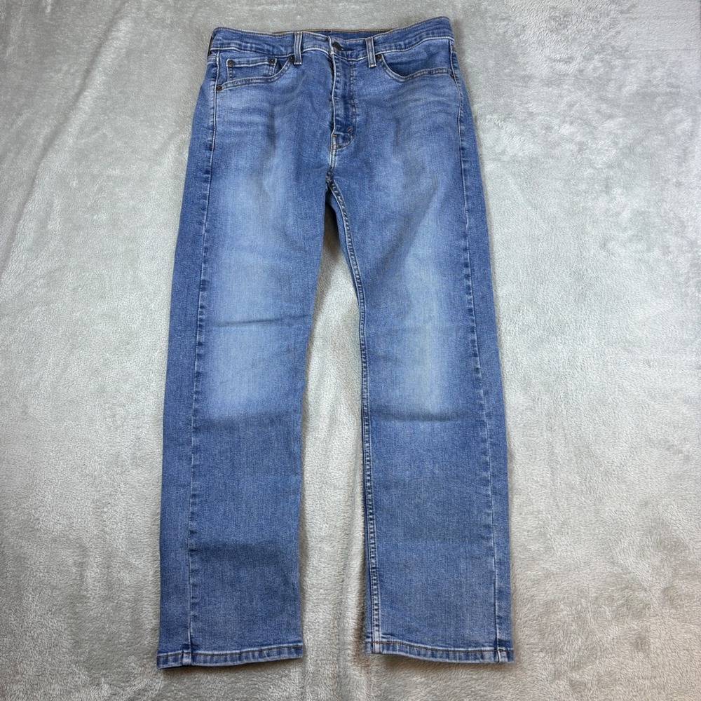 Levi's‎ Jeans Mens 33x30 (Fits 32x30) 506 Straight Whiskered Faded Blue Denim